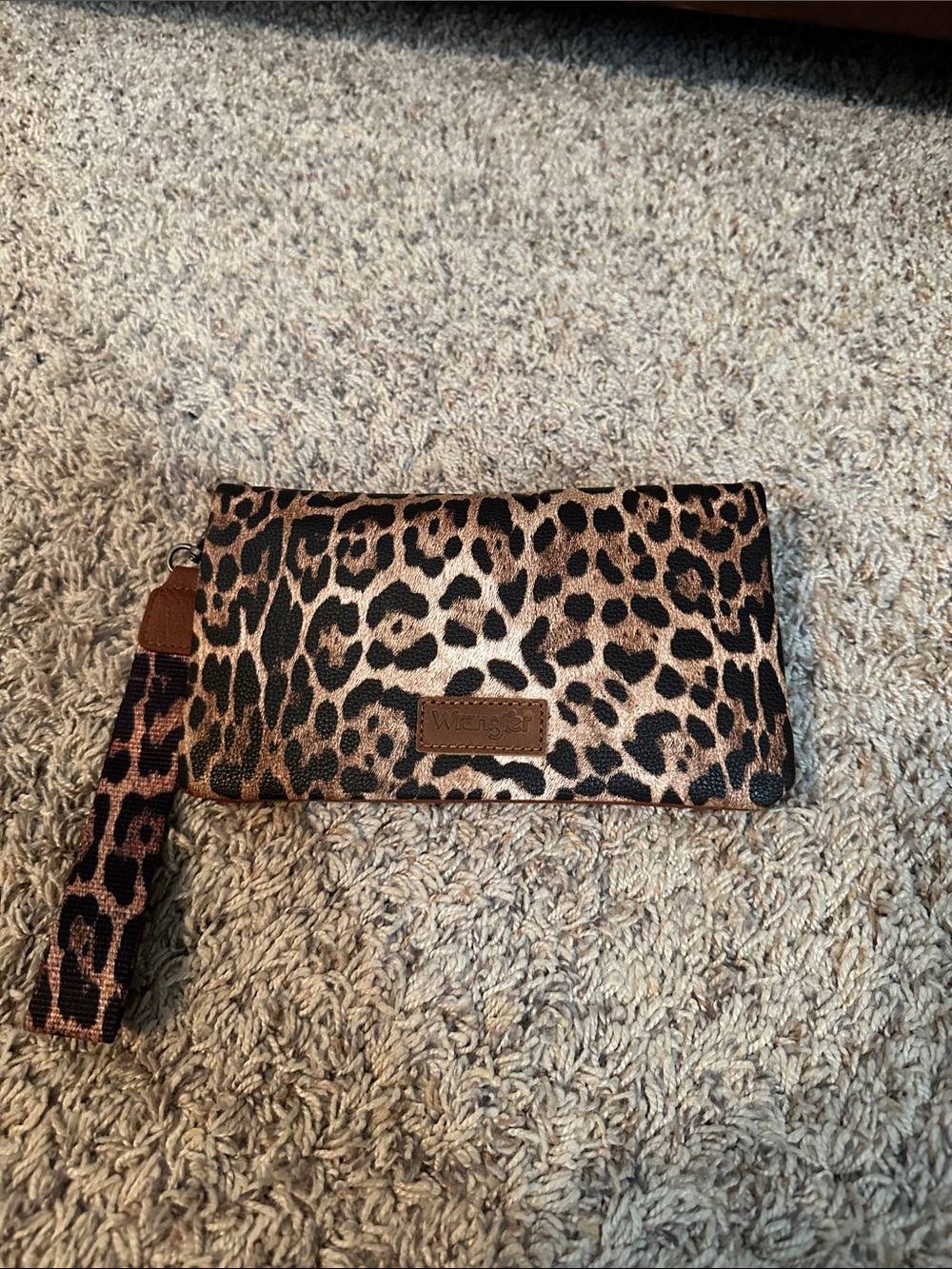 Wrangler Leopard Print Wristlet Clutch - Brown Animal Print- NWOT